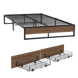Queen Size Metal Bed Frame with 2 Storage Drawers Oslo Style Platform Bed Base