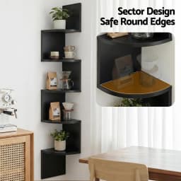Wall Mounted Corner Bookshelf 5 Tier Black Floating Storage Shelf For Living Room Bedroom Office
