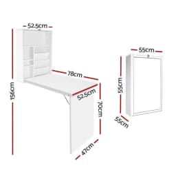 Computer Desk Wall Mounted Bookshelf White Space Saving Storage Rack for Home Office Use