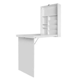 Computer Desk Wall Mounted Bookshelf White Space Saving Storage Rack for Home Office Use