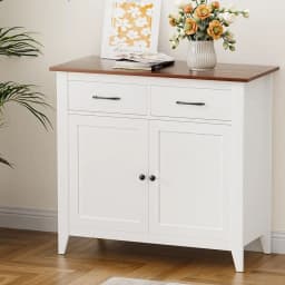 White Buffet Sideboard Storage Cabinet Kitchen Cupboard Hallway Two Drawers Modern Freestanding Storage Unit