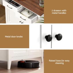 White Buffet Sideboard Storage Cabinet Kitchen Cupboard Hallway Two Drawers Modern Freestanding Storage Unit