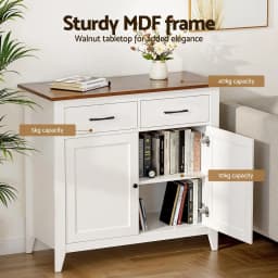 White Buffet Sideboard Storage Cabinet Kitchen Cupboard Hallway Two Drawers Modern Freestanding Storage Unit