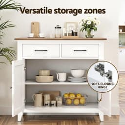 White Buffet Sideboard Storage Cabinet Kitchen Cupboard Hallway Two Drawers Modern Freestanding Storage Unit
