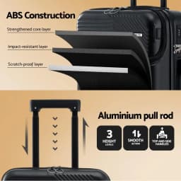 20 Inch Carry On Luggage Suitcase with Front Pocket TSA Approved Black Travel Spinner Hard Shell Carry On Bag
