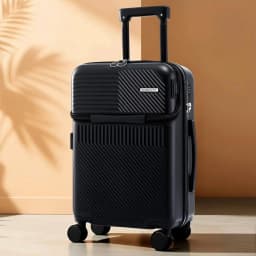 20 Inch Carry On Luggage Suitcase with Front Pocket TSA Approved Black Travel Spinner Hard Shell Carry On Bag