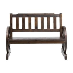 Outdoor Wooden 2 Seater Garden Bench Wagon Style Patio Chair Brown Furniture