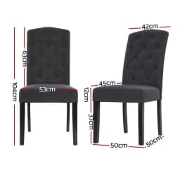 Set of 4 Dark Grey Linen Parsons Dining Chairs Upholstered Side Chairs for Kitchen and Dining Room