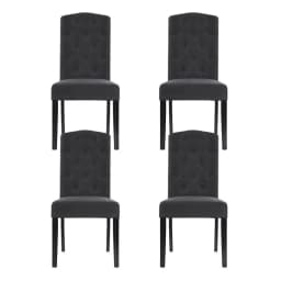 Set of 4 Dark Grey Linen Parsons Dining Chairs Upholstered Side Chairs for Kitchen and Dining Room