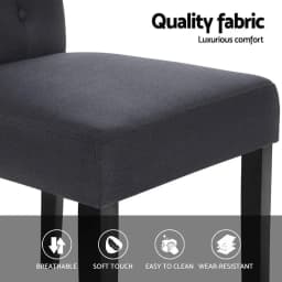 Set of 4 Dark Grey Linen Parsons Dining Chairs Upholstered Side Chairs for Kitchen and Dining Room