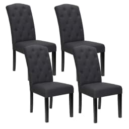 Set of 4 Dark Grey Linen Parsons Dining Chairs Upholstered Side Chairs for Kitchen and Dining Room