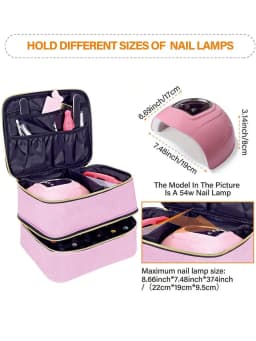30-Bottle Nail Polish Storage Box - 15ml/0.5oz Capacity, With Tool Organizer Bag And Adjustable Dividers, Dual-Layer Design,