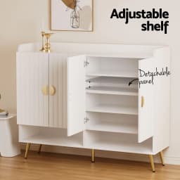 Adjustable Shoe Storage Cabinet Bench for Hallway Living Room White Wooden Organizer with Shelf and Seating