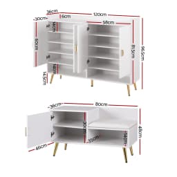 Adjustable Shoe Storage Cabinet Bench for Hallway Living Room White Wooden Organizer with Shelf and Seating