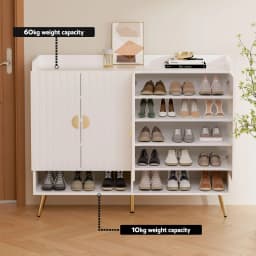 Adjustable Shoe Storage Cabinet Bench for Hallway Living Room White Wooden Organizer with Shelf and Seating