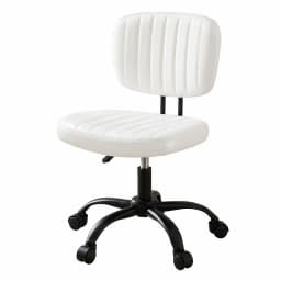 Armless White Office Chair with Wheels Ergonomic PU Leather Adjustable Swivel Task Chair for home Study and Small Spaces