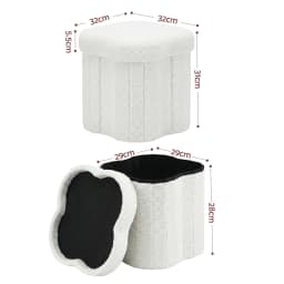 Foldable Storage Ottoman Footstool White Padded Seat Bench Organizer for Bedroom Living Room Home