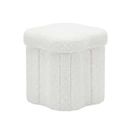 Foldable Storage Ottoman Footstool White Padded Seat Bench Organizer for Bedroom Living Room Home