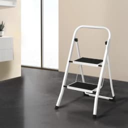 2 Step Folding Steel Platform Ladder Lightweight Multi Purpose Home Use Stable Safety Step Stool
