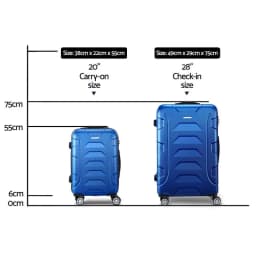 2 Piece 20 to 28 Inch Hard Shell Spinner Luggage Set with TSA Lock Blue Carry On Suitcase Travel Case