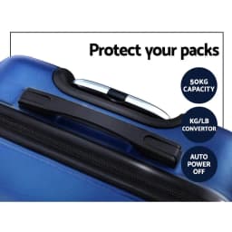 2 Piece 20 to 28 Inch Hard Shell Spinner Luggage Set with TSA Lock Blue Carry On Suitcase Travel Case