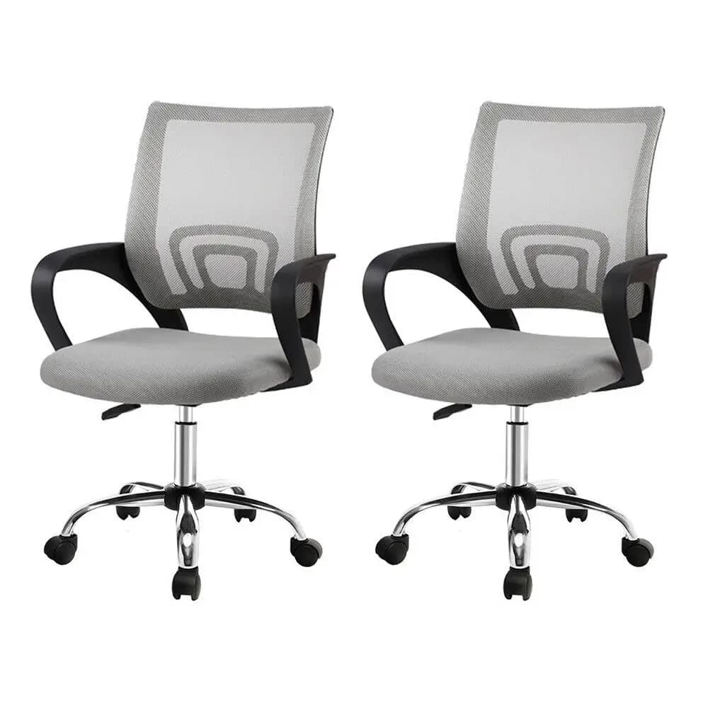 Ergonomic Mesh Office Chair Mid Back Grey Adjustable Lumbar Support Swivel Computer Desk Chair for Home Office
