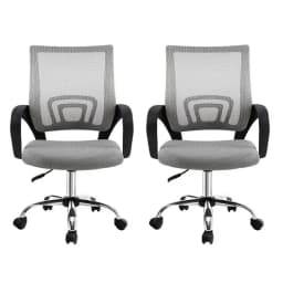 Ergonomic Mesh Office Chair Mid Back Grey Adjustable Lumbar Support Swivel Computer Desk Chair for Home Office