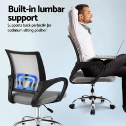 Ergonomic Mesh Office Chair Mid Back Grey Adjustable Lumbar Support Swivel Computer Desk Chair for Home Office