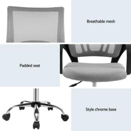 Ergonomic Mesh Office Chair Mid Back Grey Adjustable Lumbar Support Swivel Computer Desk Chair for Home Office