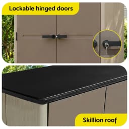 Garden Shed Outdoor Storage Shed Tool Workshop with Lockable Double Doors Weather Resistant Steel Frame Backyard Utility Storage