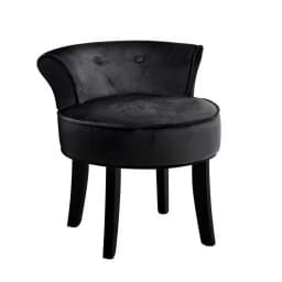 Velvet Black Vanity Stool Modern Upholstered Dressing Chair Compact Accent Seat for Bedroom Makeup Room