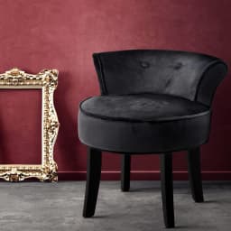 Velvet Black Vanity Stool Modern Upholstered Dressing Chair Compact Accent Seat for Bedroom Makeup Room