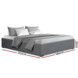 Double Size Grey Gas Lift Bed Frame Ottoman Storage Base Modern Upholstered Platform Bed Frame