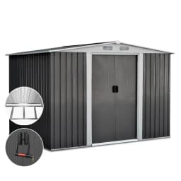 Outdoor Garden Storage Shed 2.58x2.07M Metal Base Double Door Tool House for Patio Backyard
