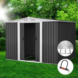 Outdoor Garden Storage Shed 2.58x2.07M Metal Base Double Door Tool House for Patio Backyard