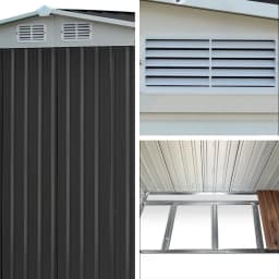 Outdoor Garden Storage Shed 2.58x2.07M Metal Base Double Door Tool House for Patio Backyard