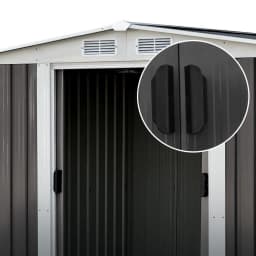 Outdoor Garden Storage Shed 2.58x2.07M Metal Base Double Door Tool House for Patio Backyard