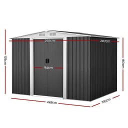 Outdoor Garden Storage Shed 2.58x2.07M Metal Base Double Door Tool House for Patio Backyard