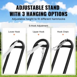SucceBuy Universal 2 Person Hammock Stand Adjustable Heavy Duty 450 lbs Capacity Hammock Stand Fits Hammocks for Outdoor Indoor