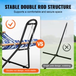 SucceBuy Universal 2 Person Hammock Stand Adjustable Heavy Duty 450 lbs Capacity Hammock Stand Fits Hammocks for Outdoor Indoor