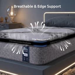 King Single Mattress 34cm 5 Zone Pocket Spring with Latex Memory Foam Extra Lumbar and Shoulder Support