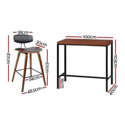Bar Table and Stools Set for Dining Desk Kitchen Chairs Cafe Pub Modern Space Saving Breakfast Bar Furniture Set