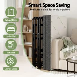 Double Folding Bed with Mattress Portable Guest Bed Bamboo Cover Space Saving Foldable Sleeping Cot for Home Office Travel and Visitors