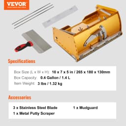 VEVOR Drywall Flat Box 10-Inch Wide Quick Clean Aluminum Finishing Mud for Plasterboard Wallboard Extra 2 Blades (10-Inch)