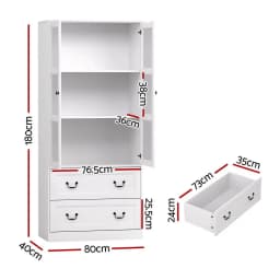 White Buffet Sideboard 180cm Hutch Storage Cabinet Kitchen Drawer Door Cupboard for Dining Room and Kitchen