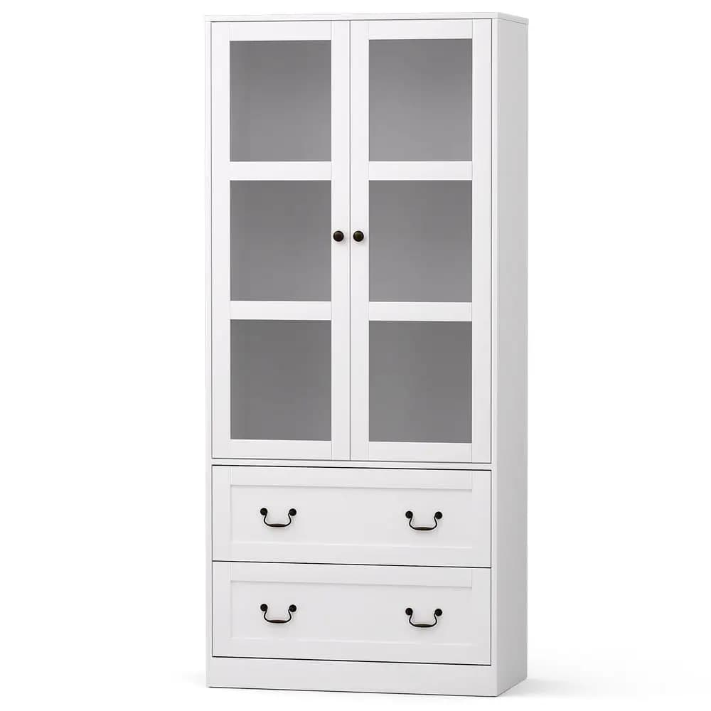 White Buffet Sideboard 180cm Hutch Storage Cabinet Kitchen Drawer Door Cupboard for Dining Room and Kitchen