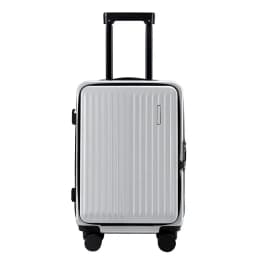20 Inch Silver Carry On Luggage Suitcase with Front Pocket Dual TSA Lock Lightweight Travel Hard Shell Spinner Cabin Bag