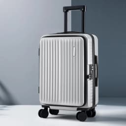 20 Inch Silver Carry On Luggage Suitcase with Front Pocket Dual TSA Lock Lightweight Travel Hard Shell Spinner Cabin Bag