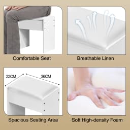 Small Vanity Stool with Cushion, White Makeup Vanity Chair for Small Spaces, Living Room, Bedroom, Bathroom, Entryway, Ottoman Foot Rest for Couch Modern Chairs
