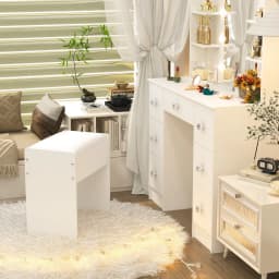 Small Vanity Stool with Cushion, White Makeup Vanity Chair for Small Spaces, Living Room, Bedroom, Bathroom, Entryway, Ottoman Foot Rest for Couch Modern Chairs